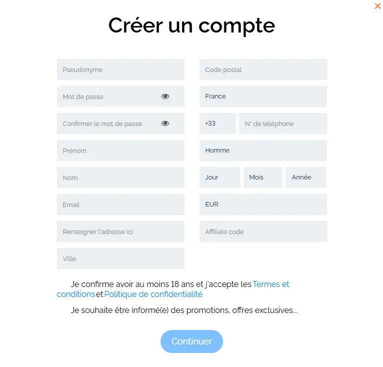 Processus d'inscription Triomphe Casino